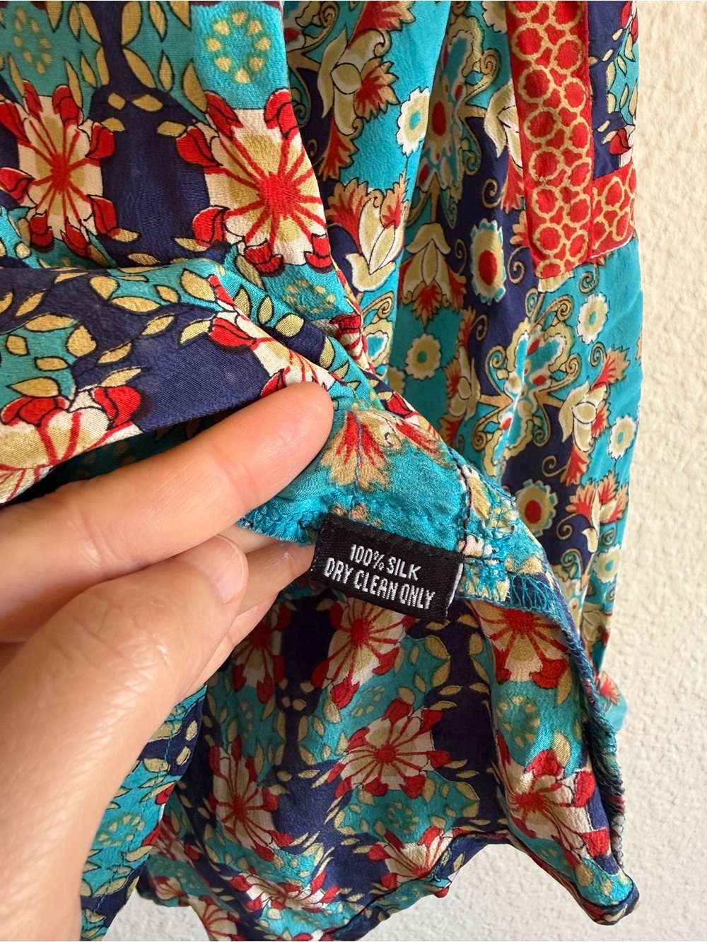 Tolani Turquoise Floral Print Silk Blouse-size M - Picture 5 of 10